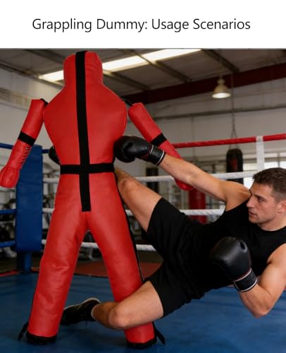 Hanging Grappling Dummy, MMA Wrestling Martial Arts Doll, Brazilian JIU Jitsu Submission Mixed, Movable arms, Durable Canvas Fabrics, UNFILLED