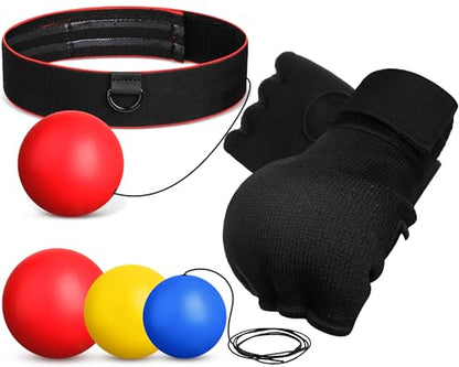 WinnerWhy Boxing Reflex Balls Set 3 Different Balls Adjustable Headband Boxing Gloves Gift Men Teen for Punching Speed Hand Eye Coordination Training Boxing Equipment