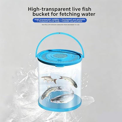 Catch Plastic Beach Aquarium, Foldable Small Aquarium, Plastic Portable Fish Tank with Lid, Clear Fish Transport Container Fishing Bucket, Great Concept for Catching and Release Critters