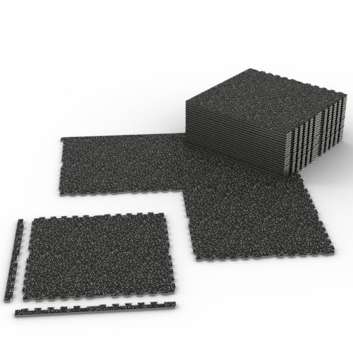 Mikolo 0.56'' Thick 12 Pcs 48 Sq Ft Gym Flooring Mats, High-Density EVA Foam with Rubber Top, Interlocking Exercise Equipment Mats for Home Gym, Protective Workout Mat - size: 24"L x 24"W x 0.6"Th | 36 Tiles (144 Sq Ft)