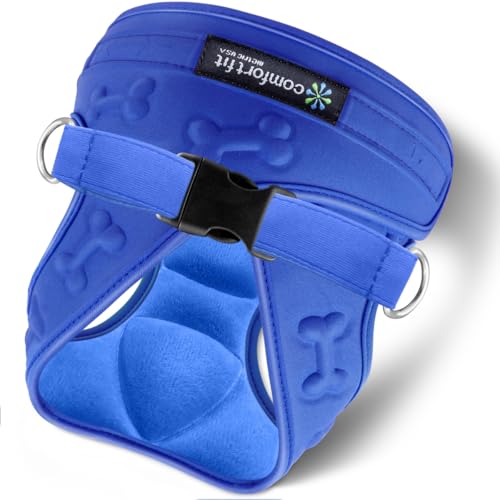 Comfort Fit Dog Harness Small Medium Sized Dogs No Pull Step in Dog Harness with Adjustable Buckles Soft Padded Easy Control Vest Harness Training Walking Running Extra Comfort Inside Velvet Plush - color: Blue Plush, size: M (Chest 15" - 18")