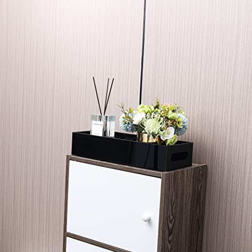 Toilet Paper Holder with Storage Acrylic Basket, Modern Tank Tray with Non-Slip Mat, Black Decor for Bathroom, Vanity, Bedroom, Entryway, Living Room