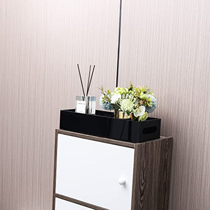 Toilet Paper Holder with Storage Acrylic Basket, Modern Tank Tray with Non-Slip Mat, Black Decor for Bathroom, Vanity, Bedroom, Entryway, Living Room