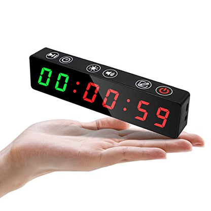 Gym Timer, Portable, Interval Timer with Rechargeable Battery and Built-in Magnet, LED Digital Anti Vertigo Display, Upgraded Workout Clock for Home Gym Garage Fitness - color: Black