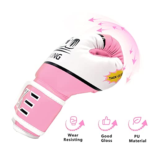 CKE Boxing Gloves for Kids Ages 5-12, Beginner Punch Bag Training Gloves | Youth boxing gloves and kids boxing gloves for boys and girls, ideal for beginner practice, punching drills and training - color: PINK