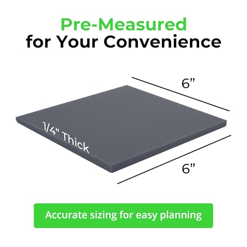XCEL Set of 8 Gray Multi-Purpose Anti-Vibration Pads with Self Adhesive – Protection for Furniture & Appliances – Closed Cell Foam Rubber Pad, 6” x 6” x ¼” - color: Grey, size: 6" x 6" x 1/4"