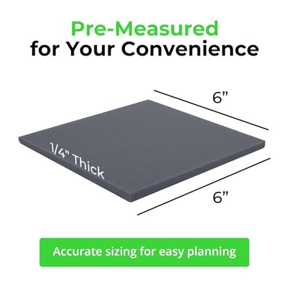 XCEL Set of 8 Gray Multi-Purpose Anti-Vibration Pads with Self Adhesive – Protection for Furniture & Appliances – Closed Cell Foam Rubber Pad, 6” x 6” x ¼” - color: Grey, size: 6" x 6" x 1/4"