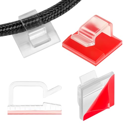 63pcs Clear Cable Management,Adhesive Cable Clips,Cord Organizer Inner Diameter 032" X0.2",Cord Clips for Wires on Wall,Under Desk,Nightstand,PC,TV,Outdoor Christmas Lights Strip - color: Clear, size: 0.32"x 0.2"