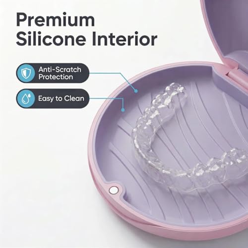 2 Pack Retainer Case with Vent Hole, Compatible with Invisalign - color: 2 Pack Pink