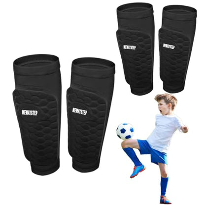 Soccer Shin Guards for Kids Adult, Calf Compression Sleeve - color: Black+Black, size: X-Small
