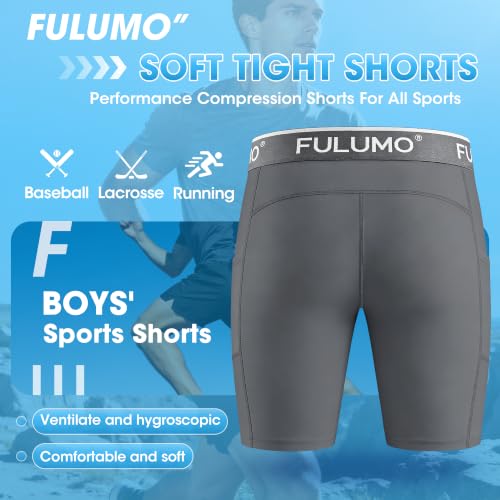 Men's Compression Athletic Shorts with Pocket Cup - color: Grey, size: Medium
