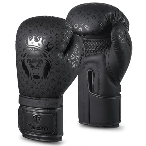 Twisto Boxing Gloves Black Rox - Pro Training & Sparring, Maya Hide Leather, Muay Thai, MMA, Kickboxing, Men, Women, Adults, Heavy Punching Bag, Focus Mitts, Pads,10oz 12oz 14oz 16oz - size: 14 oz