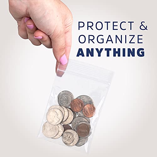 3" x 4" Small Reclosable Zip Bag - Heavy-duty 4 Mil, Bulk Case of 100 - Clear, Resealable Zip Top Lock for Storage & Packaging Food, Nuts, Bolts & Screws. - size: 3" x 4"