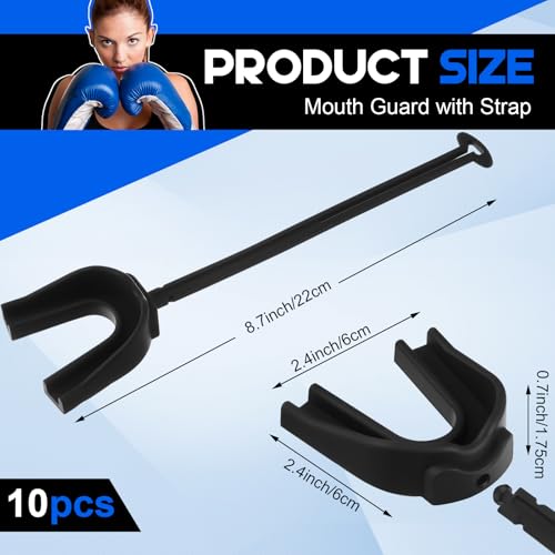 Dunzy 10 Pcs Strapped Mouth Guard Football Sports Mouthguard with Removable Strap Adult Youth Kids Football Mouthpiece Mouth Protector for Boxing Wrestling Basketball Lacrosse Hockey Taekwondo