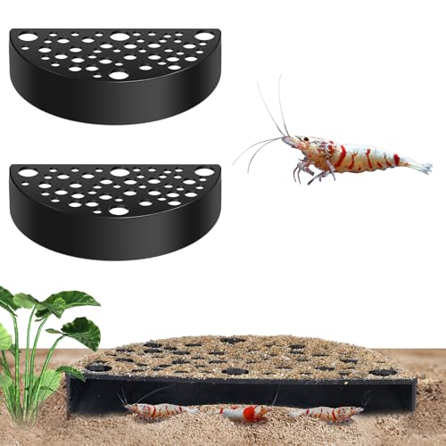 2 Pcs Shrimp Hides for Aquarium Shrimp Hides Hideout Aquarium Cave Fish Tunnel for Fish Tank Accessories Decor(Black) - color: Black