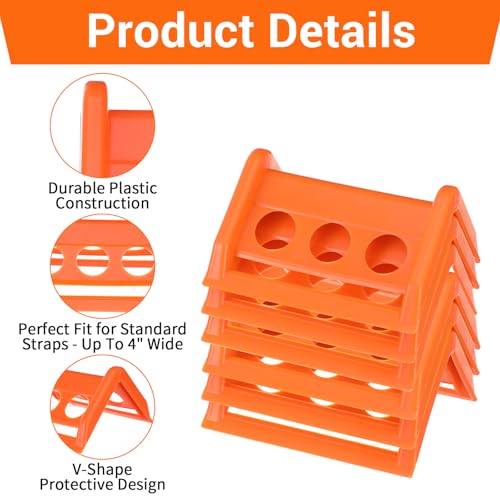 24 Pack Edge Corner Protectors for Flatbed Trucks, Heavy-Duty Plastic Cargo Guard – Reusable V-Shaped Tie Down Protectors for Up to 4 Inch Ratchet Straps, Shipping, and Load Securing (Orange)