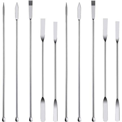 10 Pieces Stainless Steel Lab Spatula Micro Sampling Scoop Double Ended Mixing Spoon Laboratory Measuring Spoon for Powders Gel Cap Filler
