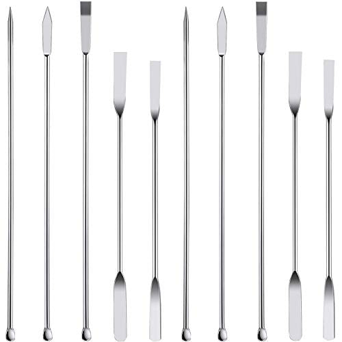 10 Pieces Stainless Steel Lab Spatula Micro Sampling Scoop Double Ended Mixing Spoon Laboratory Measuring Spoon for Powders Gel Cap Filler