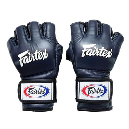 Fairtex FGV12 MMA Gloves, Official ONE Championship Leather Grappling Gear - color: Blue, size: X-Large