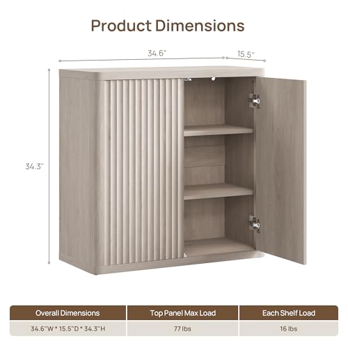 SICOTAS Buffet Cabinet with Storage 69.2" Sideboard Accent Modern Credenza with Doors & Shelves Fluted Tall Media Console Mid Century Coffee Bar Table for Living Room Kitchen Dining Room Hallway