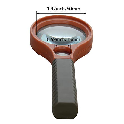 Othmro 1Pcs QK-5002 Magnifier 10X 15X Magnifying Glass Handheld Magnifying Tool with Plastic Handle Lens Diameter 50mm 15mm - color: 10x 50mm