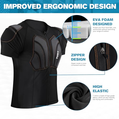Men's Snowboard Protective Padded Shirt for Back Spine Shoulder Chest Protector Ski lmpact Shirt - size: Small