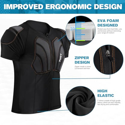 Men's Snowboard Protective Padded Shirt for Back Spine Shoulder Chest Protector Ski lmpact Shirt - size: Small