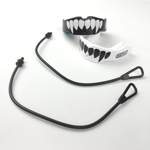 Battle Fangs Football Mouthguard – Sports Mouth Guard with Removable Strap – Protector Mouthpiece Fits with or Without Braces on Teeth – Adult & Youth Mouth Guard Sizes, 2 Pack | Rivals custom-molded protection, Ever-Mold composite, Mold and remold as nee