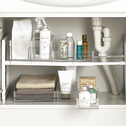 Pearl Metal HB-6048 Storage Tray, Shallow Type, Slim, Width 3.9 inches (10 cm), Under the Sink, Kitchen, Made in Japan, Clear, Arrangement Free