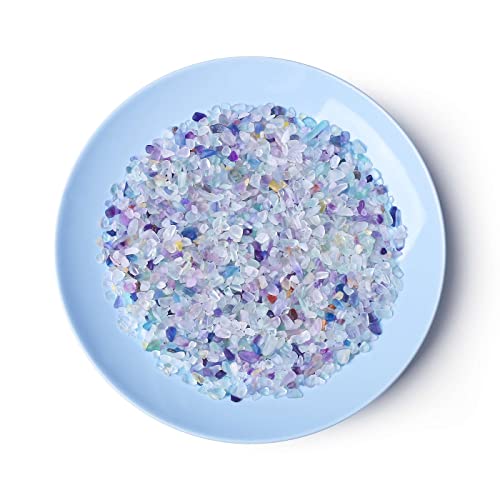 LAIDANLA Decorative Tumbled Gravel Fluorite Crystals Chip Polished Bulk Natural Gem Aquarium Gravel Rocks Pebbles Fish Tank Gravel Vase Filler Succulents Terrarium Supplies 100g
