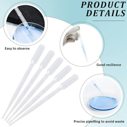 50Pcs 3ML Plastic Dropper Liquid Dropper Tool Clear Long Refillable White Essential Oil Laboratory Calibrated Eye Container Pipettes for Essential Oils Liquids Resin Activities Accessories - size: 6.3x0.51 inch(16x1.3cm)