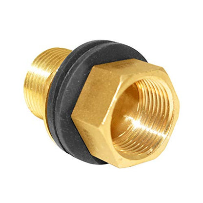 Brass Bulkhead Fitting 3/4“ Male x 3/4" Female Thread Water Tank Connector for Rain Barrels, Aquariums, Tubs, Pools - size: 3/4 Inch