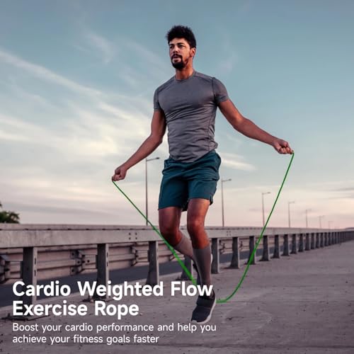2 PCS Flow Exercise Ropes, 9 Feet Double Braid Workout Rope with Portable Bag, Cardio Weighted Jump Rope for Freestyle Skipping, Flow Fitness Rope for Men Women, Indoor Outdoor Exercise, Gym Training