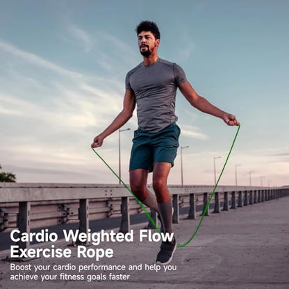 2 PCS Flow Exercise Ropes, 9 Feet Double Braid Workout Rope with Portable Bag, Cardio Weighted Jump Rope for Freestyle Skipping, Flow Fitness Rope for Men Women, Indoor Outdoor Exercise, Gym Training