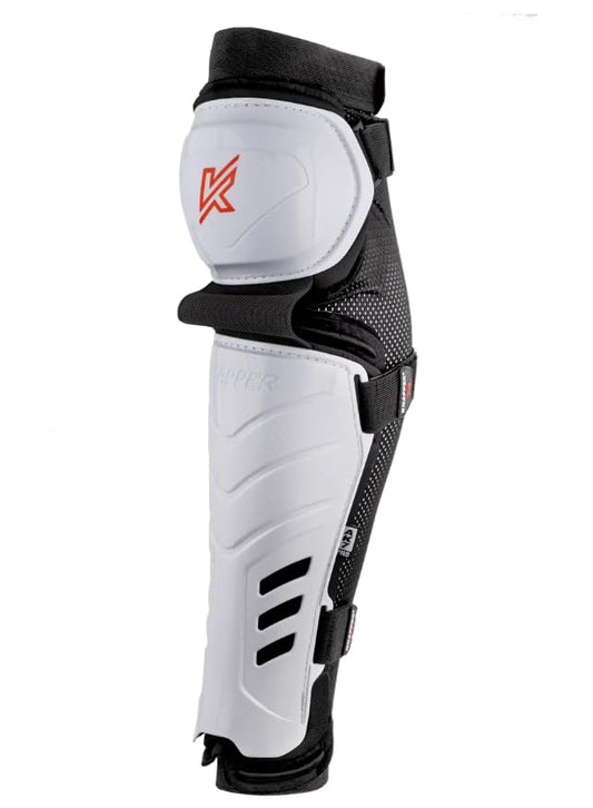 Ball Hockey Protective Gear | AK7 PRO SHIN Guards | KNAPPER | High-impact protection, secure fit, breathable comfort, flexible mobility; designed for fast-paced training & tournaments - color: White, size: 11