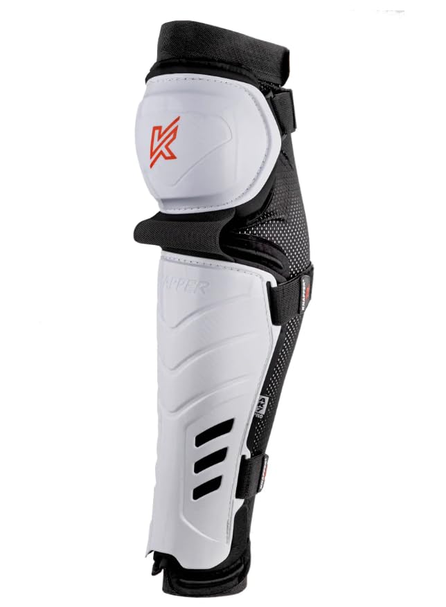 Ball Hockey Protective Gear | AK7 PRO SHIN Guards | KNAPPER - color: White, size: 11