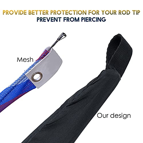 Dr.Fish Fishing Rod Socks Fishing Pole Sleeves Rod Protector Tangle-Free Lightweight Nylon Adjustable Rod Cover Protector for Spinning Rod Baitcasting Rod Surf Rod Fishing Rod Tube Case