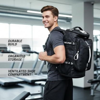 SDTAME Gym Duffel Backpack with Shoe Pocket & Laptop Sleeve - color: Brown