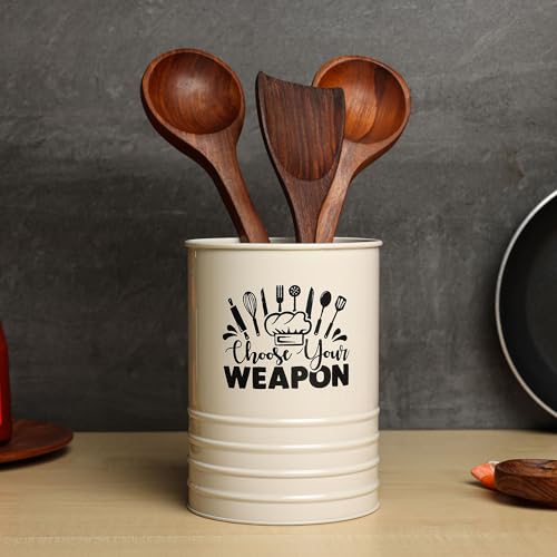 dudki Metal Cutlery Holder & Spoon Stand for Kitchen - Spoon, Knife, Fork, Chopstick, Cutlery Holder Kitchen Organizer Stand Dining Multifunctional Stand Choos Your Weapon (Beige) - color: Beige
