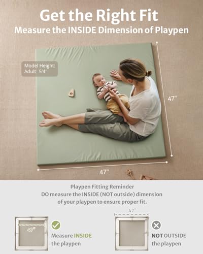 Blissful Diary Vegan Leather Baby Play Mat, 47''x47'', Light Green - color: Light Green, size: 47" X 47"
