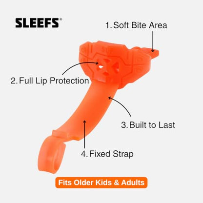 SLEEFS X Football Mouthguard with Strap for High-Impact Shock Protection - color: Orange With Logo