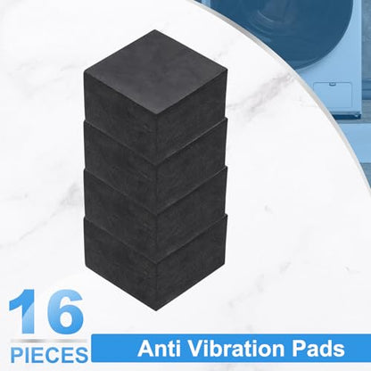 uxcell 16Pcs Rubber Anti Vibration Pads, 2" x 2" x 1.2" Square Rubber Shock Absorbing Washer Pads, Non-Skid Protector Mat for Washer Dryer Air Conditioner Compressor