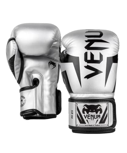 Venum Elite Boxing Gloves - color: Silver/Black, size: 10-Ounce