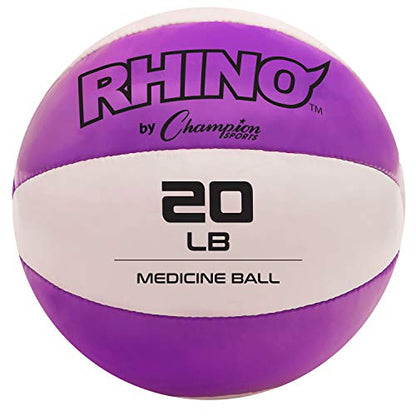 Champion Sports Leather Medicine Balls – Durable Weighted Balls for Strength, Core & Conditioning Training - style: Purple (19-20 lbs)