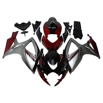Grey Red ABS Plastics Fairing Kit Fit for Suzuki 2006 2007 GSXR600 GSXR750 K6 06 07 Injection Mold Bodywork Body Kits - size: Style 4
