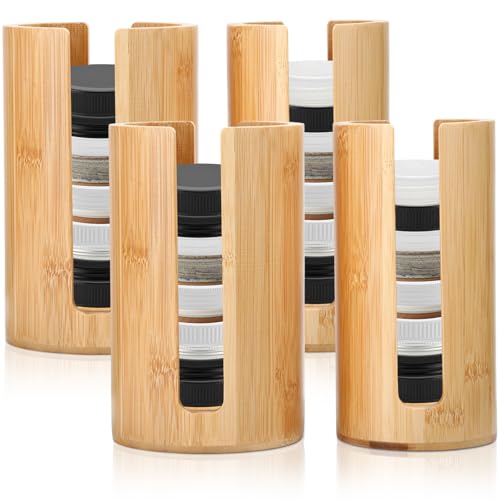 LemonRoad 4 Packs Mason Jar Lid Organizer Vertical Bamboo Storage Holder Fits Wide Mouth and Regular Mouth Mason Jar Accessories for Canning Lid Kitchen Rack Cabinet Organization (Double Sided Open) - style: Double Sided Open