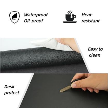 Desk Pad Mat PU Leather Non-Slip Water-Resistant Desk Matt for Desktop Large Mouse Pad for Office and Home Black 23.6" x 13.8" - size: 23.6" x 13.8"