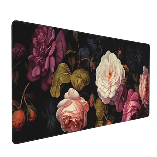 35.4 x 15.7 in, Waterproof XXL Large Mouse Pad for Desk, Extended Keyboard Mouse Mat for Computer Office, Big Laptop Mouse pad, Gaming Pc-Vintage Roses - color: Vintage roses
