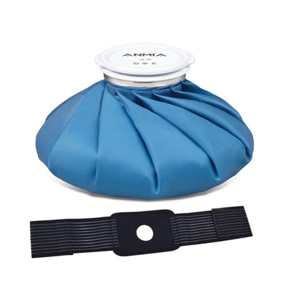 ANMIA Ice Pack Bags with Wrap for Injuries Reusable, Cold Pack Water Bag Hot Bag for Pain Relief, Leak-Proof Elastic Ice Bag, Size 9''