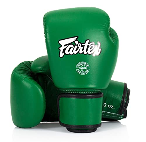 Fairtex BGV16 Compact Boxing Gloves, Leather Muay Thai MMA Kickboxing Gear | Traditional handmade cowhide construction. Contoured design ensures a secure, comfortable fit for high-intensity gym training - color: Forest Green, size: 10 oz